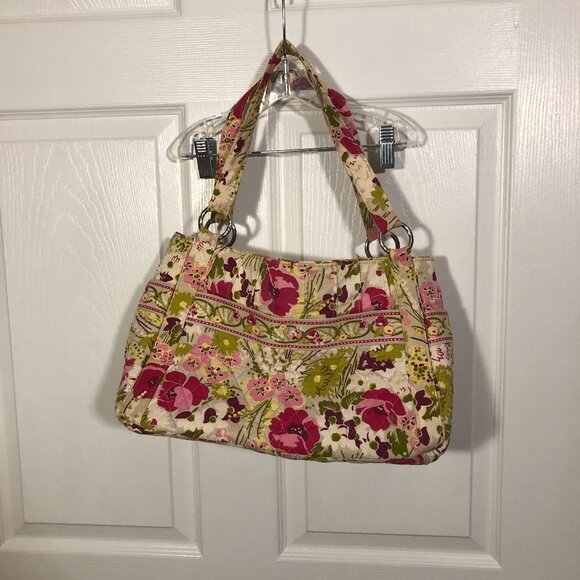 Vera Bradley Handbags - Vera Bradley women pink and lime handbag, 12 x 9 x 5